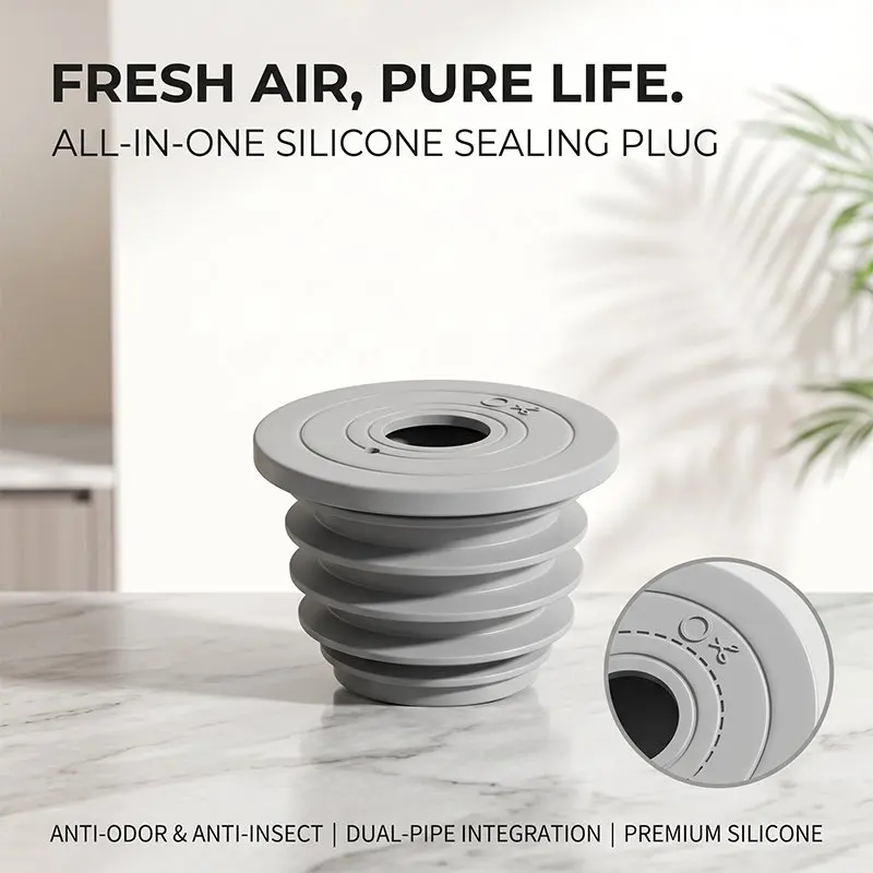 PVC Pipe Sealing Plug Sewer Drain Odor Proof Stopper Connectable Drainage Tube Seal Ring Kitchen Bathroom Sink Adapter Cover