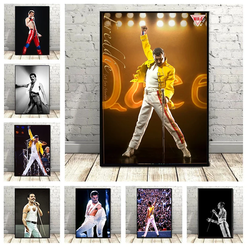 Queen Band Freddie Mercury Poster Bohemian Rhapsody Rock Music Star Prints Canvas Painting Wall Art Pictures Home Decor Cuadros