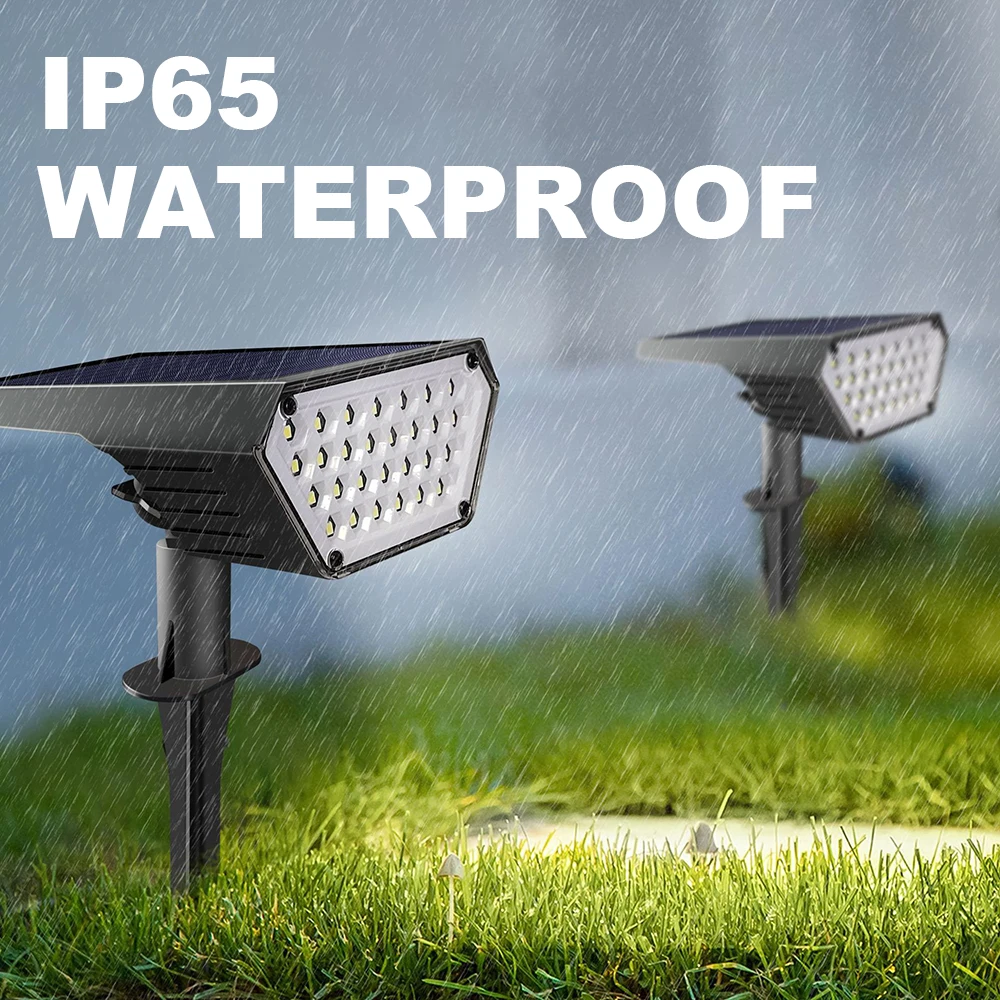 Solar Powered Outdoor Spot Lights, impermeável, luzes de paisagem para exterior, 28LED, 3 modos, crepúsculo ao amanhecer