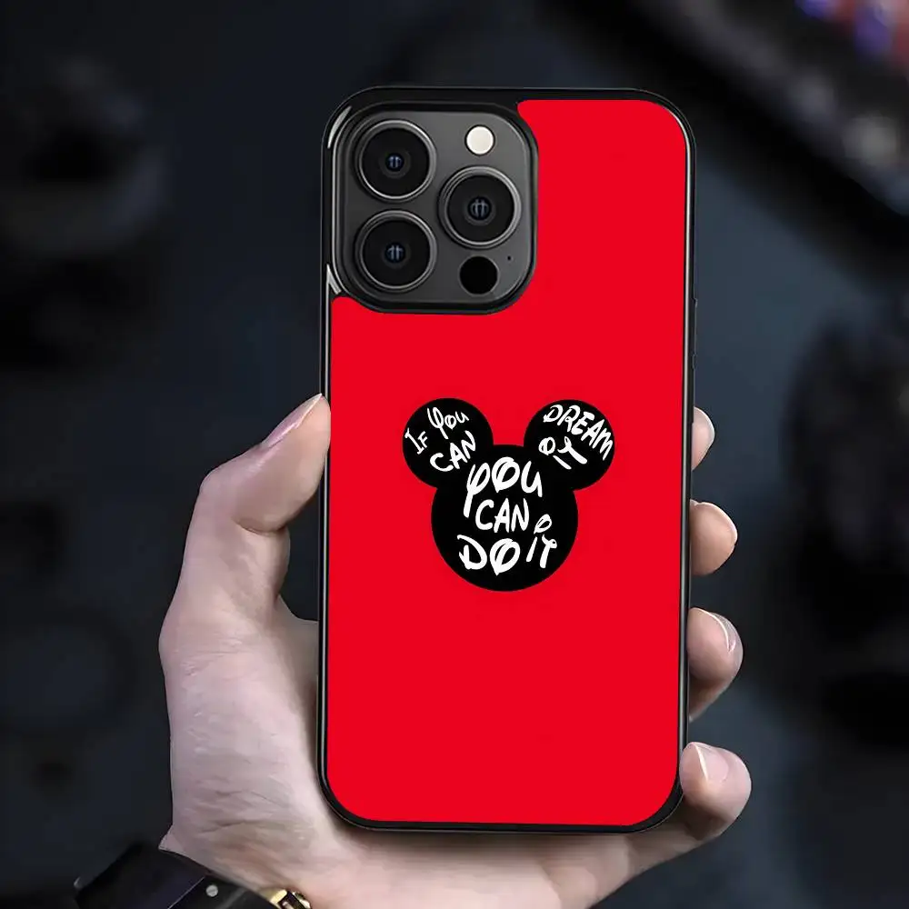 Чехол для телефона с милыми ушками в стиле аниме M-Mickey, подходит для Apple 16 PRO MAX 15 14 13 12 MINI 11 с нашивкой, черный твердый корпус