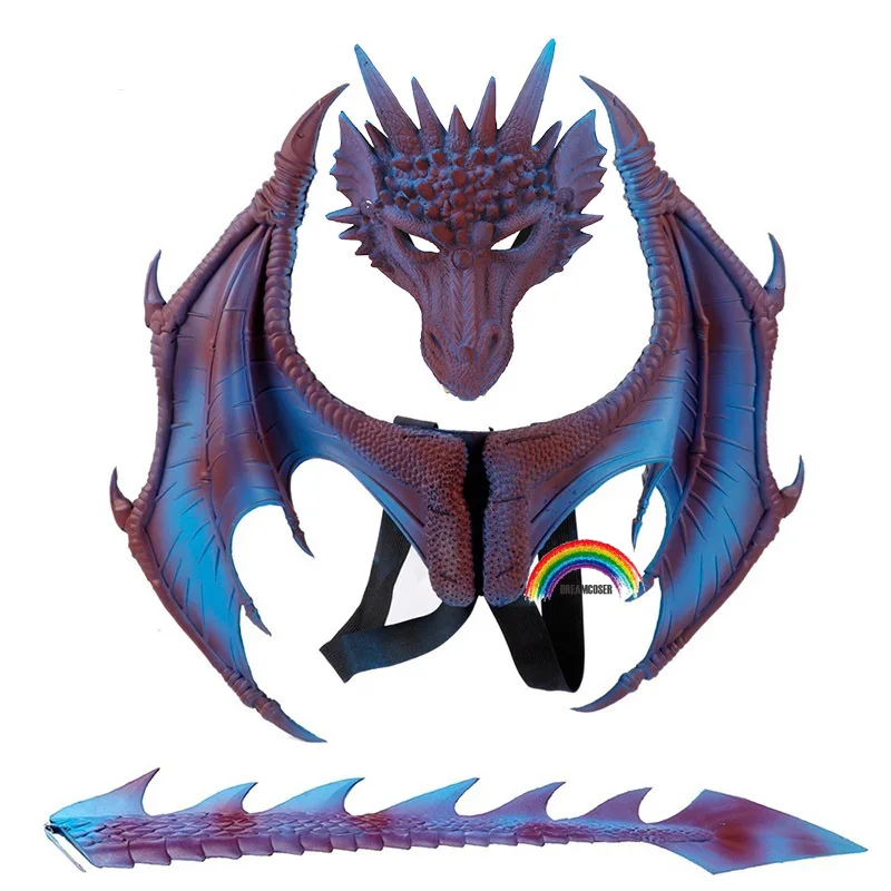 Animal Cospty Dragon Costume pour enfants, Pourim, Noël, Carnaval, ix, Cosplay, Ensemble, Aile et Queue, Jour, PLANCostume