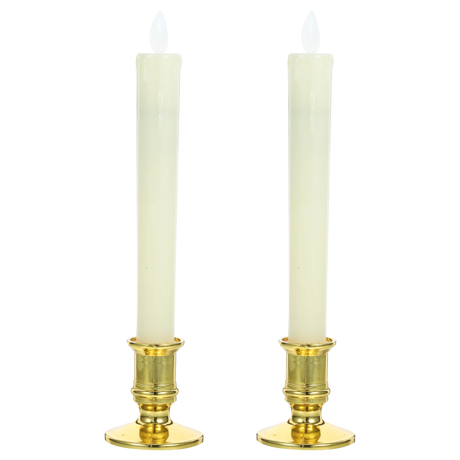 2 stuks decoratieve LED-verlichting herbruikbare bediende taperkaarsen vlamloze ongeparfumeerde lampen voor tafel middelpunt