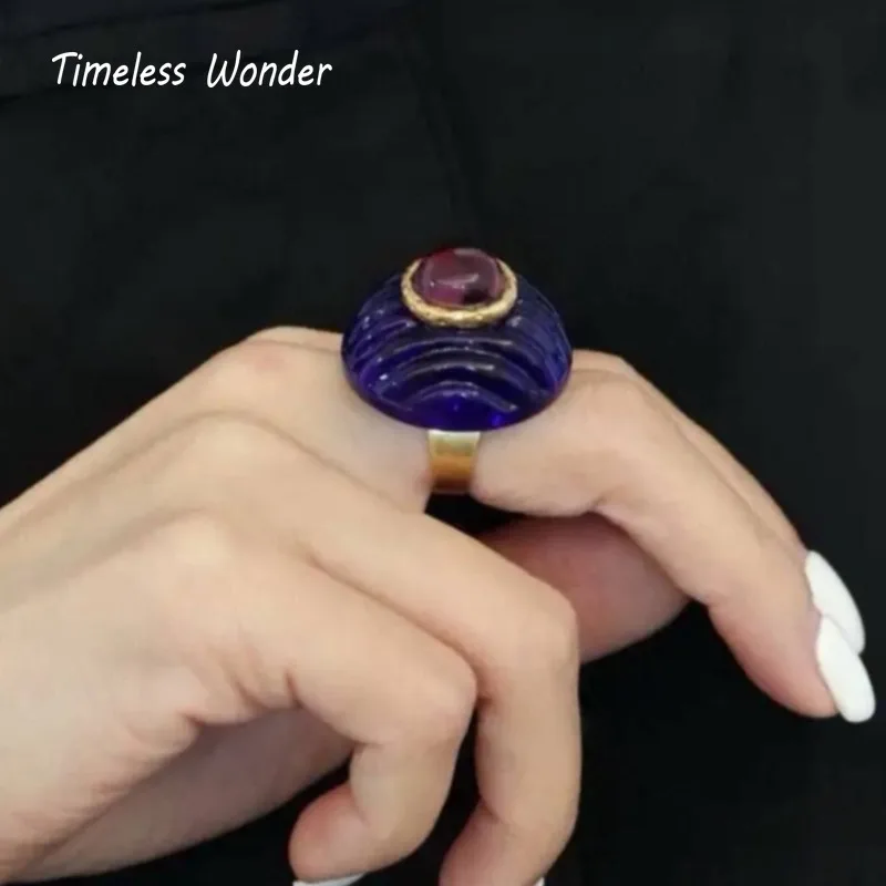 

Timeless Wonder Fancy Geo Resin Cocktail Rings for Women Designer Jewelry Goth Top Party Ins Trendy Gift Rare Kpop 6443