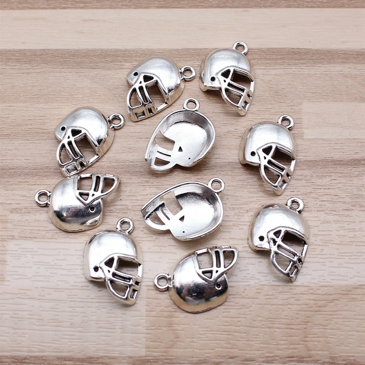 IFOCUS 10pcs/Lot Football Helmets Charms For DIY Jewelry Making Zinc Alloy 20x15mm/0.79x0.59inch