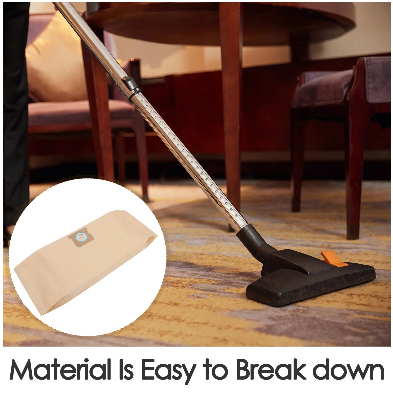 

5Pcs Vacuum Cleaner Dust Bags Paper Replacement Compatible 5-6 Gallon Wet Dry Vacuum Filter Home Workshop Dust