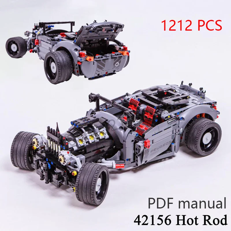 1212 Stuks Hot Rod MOC 42156 Super Sport Auto Bouwstenen Racing Voertuig Model DIY Monteren Bricks Speelgoed Cadeau voor Jongens & volwassenen
