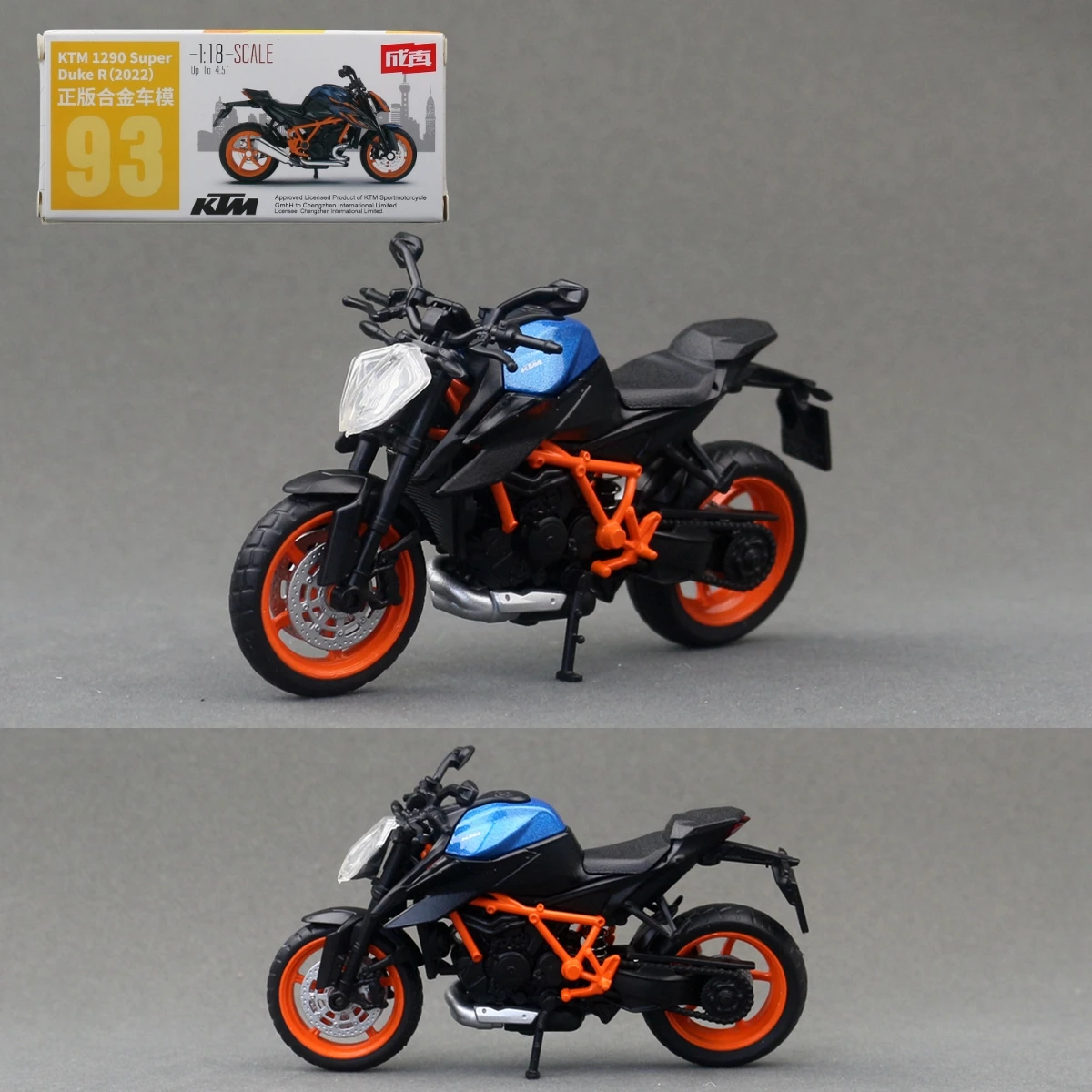 1/18 KTM 1290 Super Duke R Motorcycle Toy Model CCA 1:18 Diecast Vehicle Miniature Free Wheels Collection Gift Boys Children