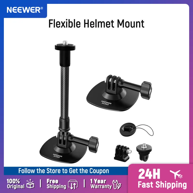 

Гибкое крепление для шлема NEEWER с удлинительной штангой, адаптер-держатель для экшн-камер, совместимый с Insta360, GoPro, DJI