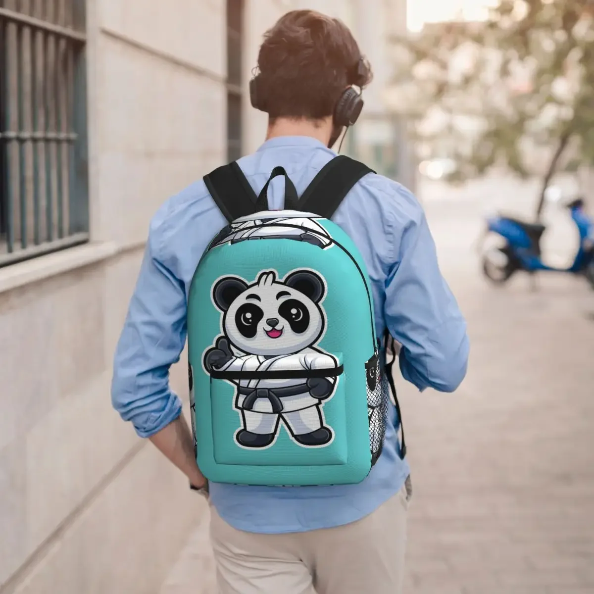 Cartoon Judo Panda Backpack Boys Girls BookBag Children School Bag Laptop Shoulder Bags for Men Women