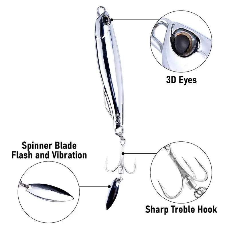 【POPULAR PICK】3 Pack Surf Fishing Trolling Lures Vertical Jigs Mackerel Striper Bluefish Lures ABJX