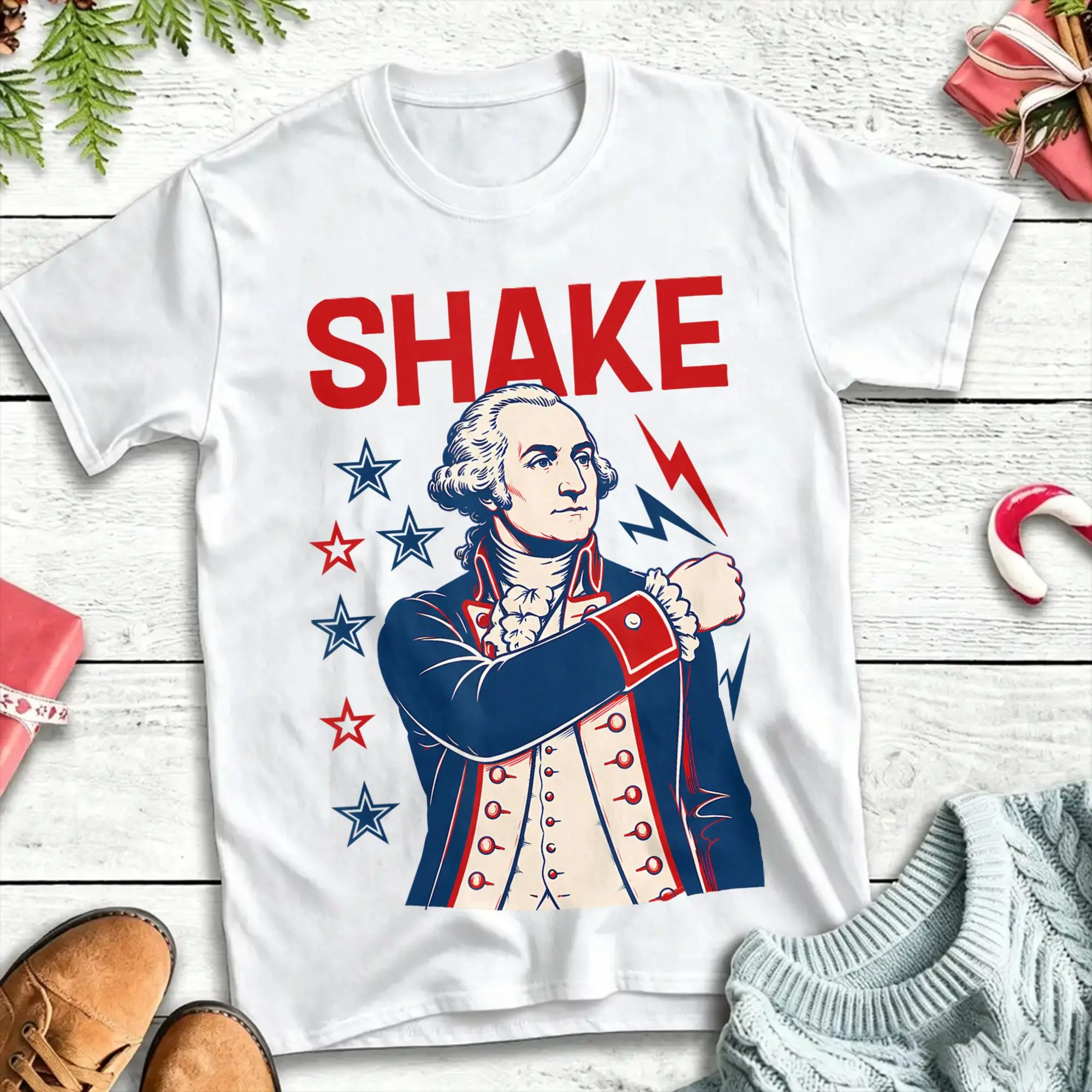 Funny Shake and Bake 4th of July T-Shirt Men  Funny T-Shirts Beach Breathable Popular Tee Shirt Printed Oversized Tops