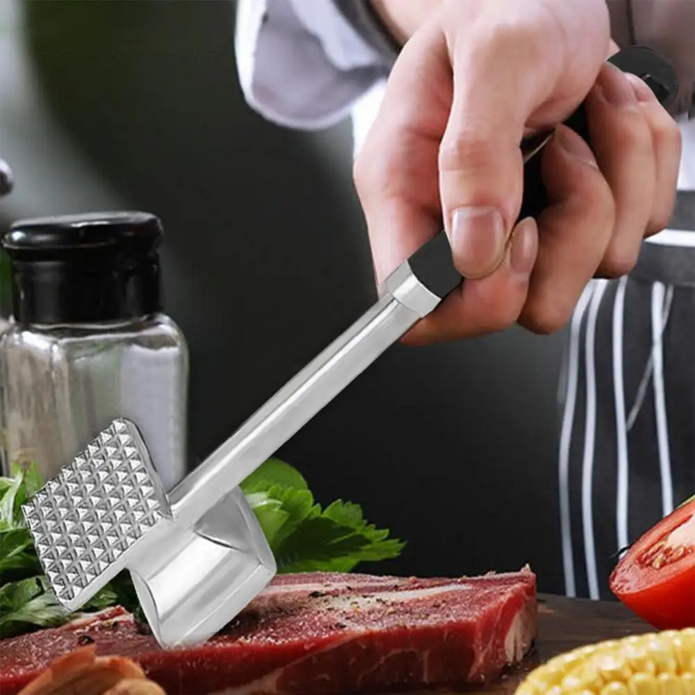 Meat Flattening Hammer Heavy Duty Meat Tenderizer Hammer Dual-sided Kitchen Mallet with Pyramid Teeth Meat Pounder for Beef