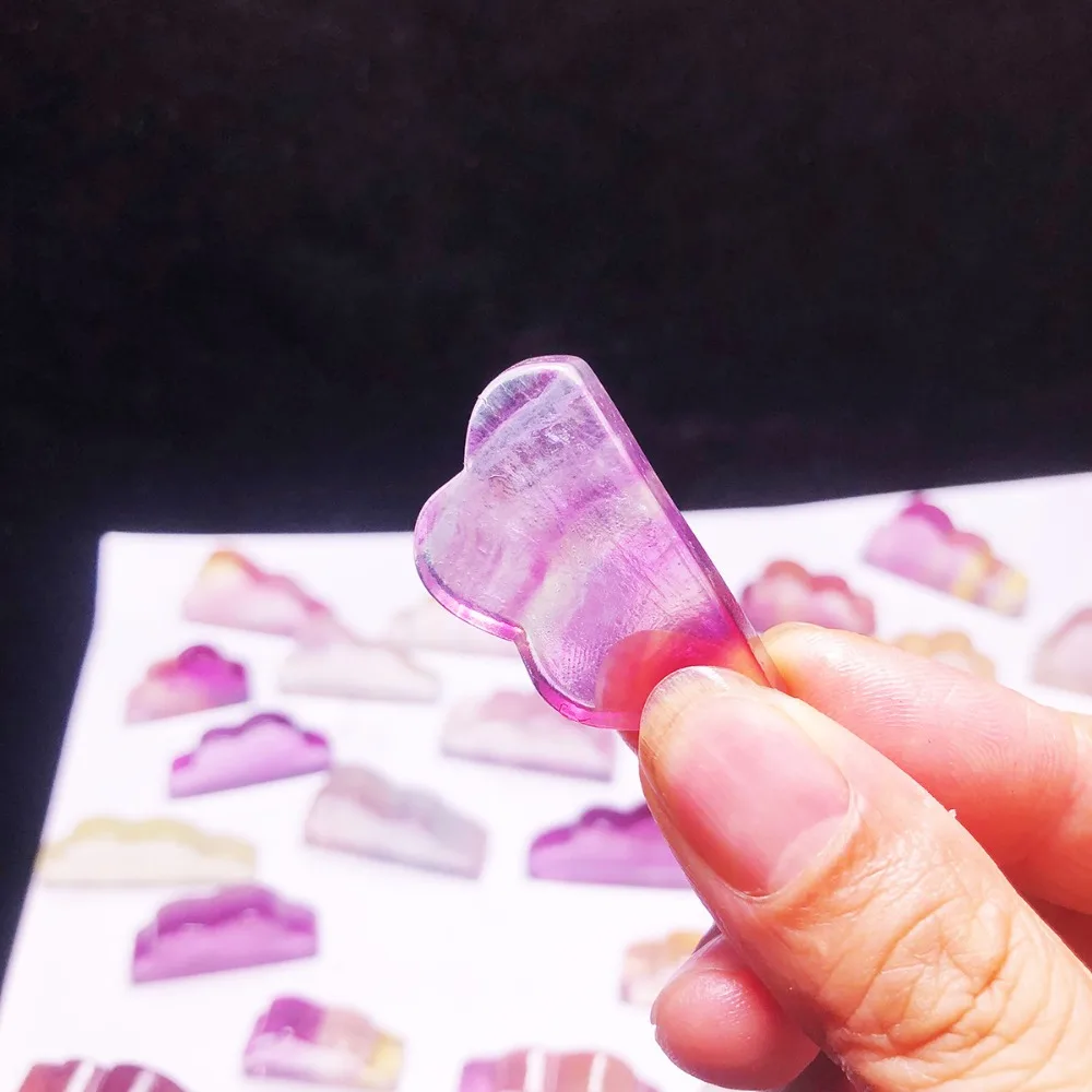 Natural Rainbow Fluorite Carved Cloud Quartz Reiki Healing Crystal Carving Candy Color Gemstone DIY Decor Gifts