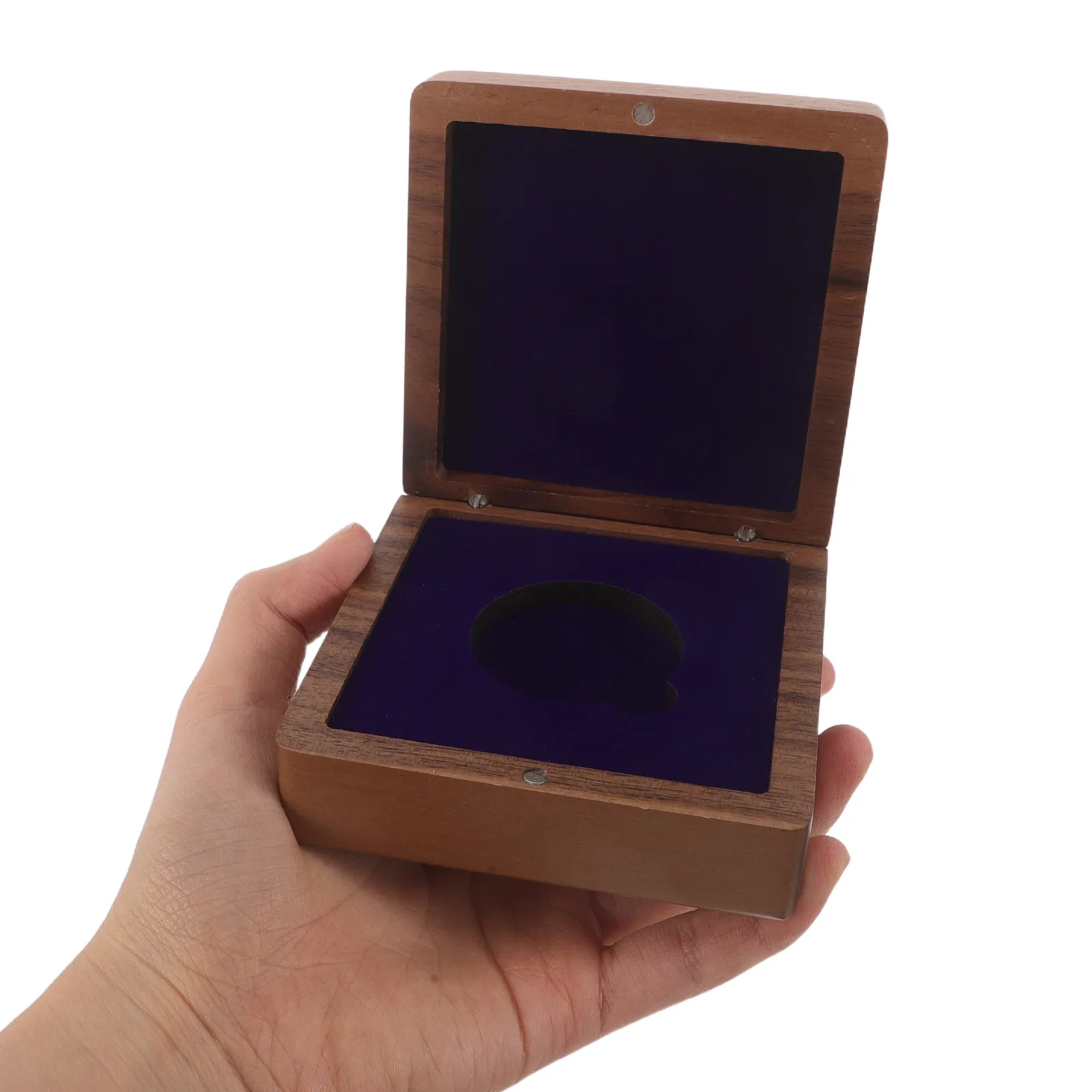 Wooden Flip-Top Commemorative Coin Display Box – Protective Collector Storage Case for Coins & Badges