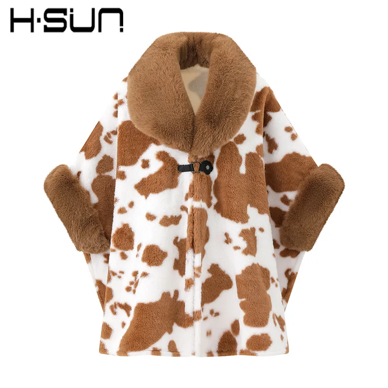 Winter New Women's Cape Coat Furry Collar Metal Buckle Warm Loose Fit Trendy Elegant Versatile Commute Casual Daily Wear Cloak