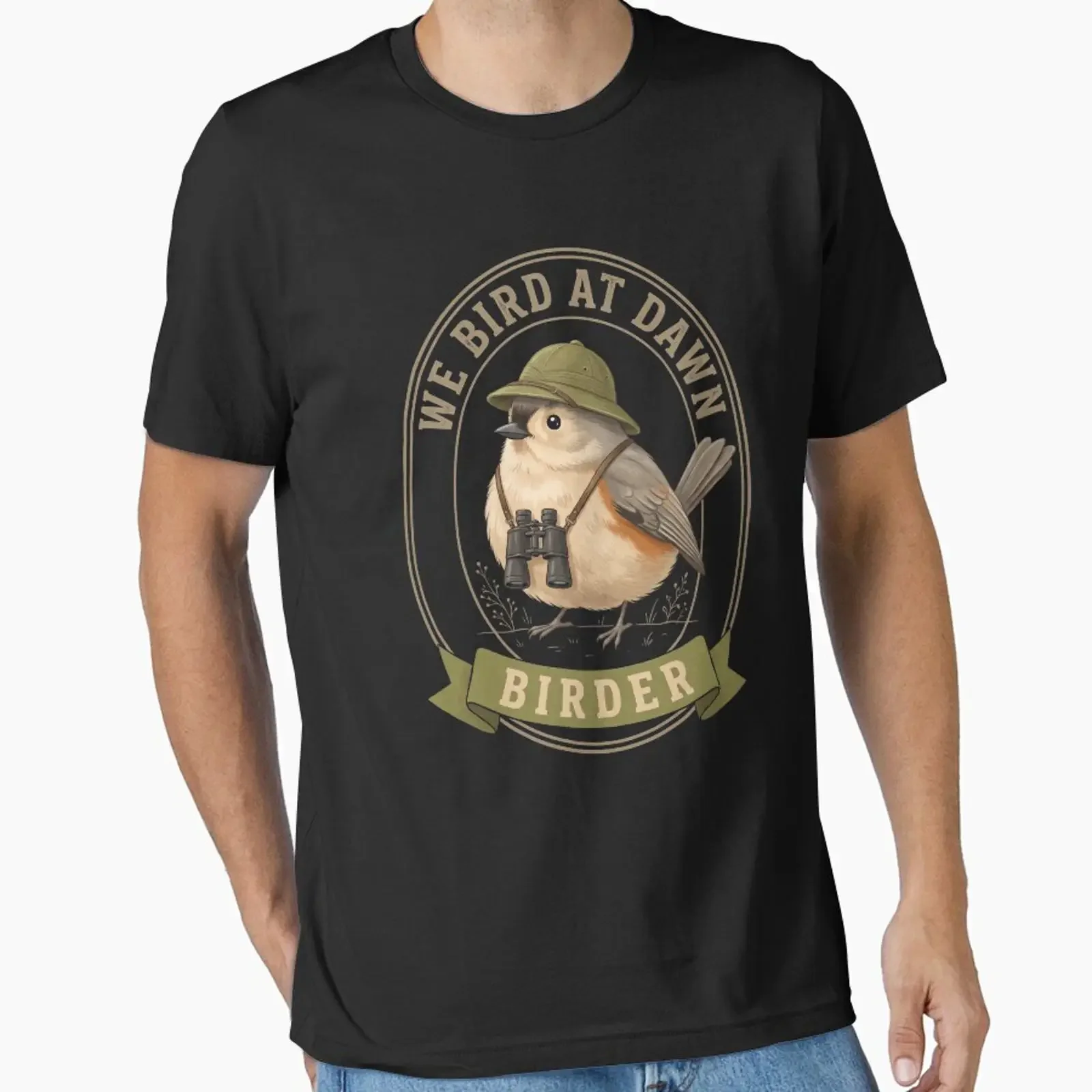 We Bird At Dawn Birder Birdwatching Hobby Nature Lover designed and sold by SofenArt vintage Washed Versatile streetwear Unisex
