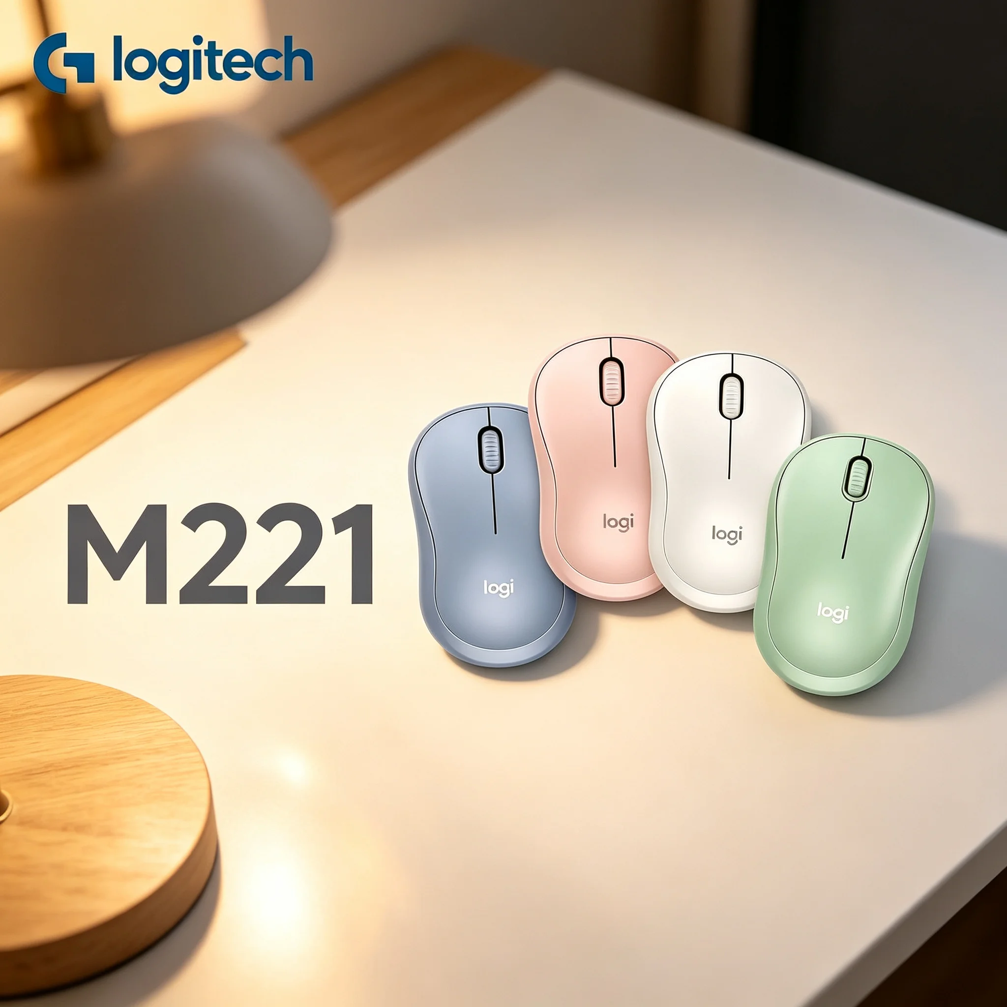 Logitech M221 Wireless Quiet Click Mouse Pastel Color Selection Optical Mice