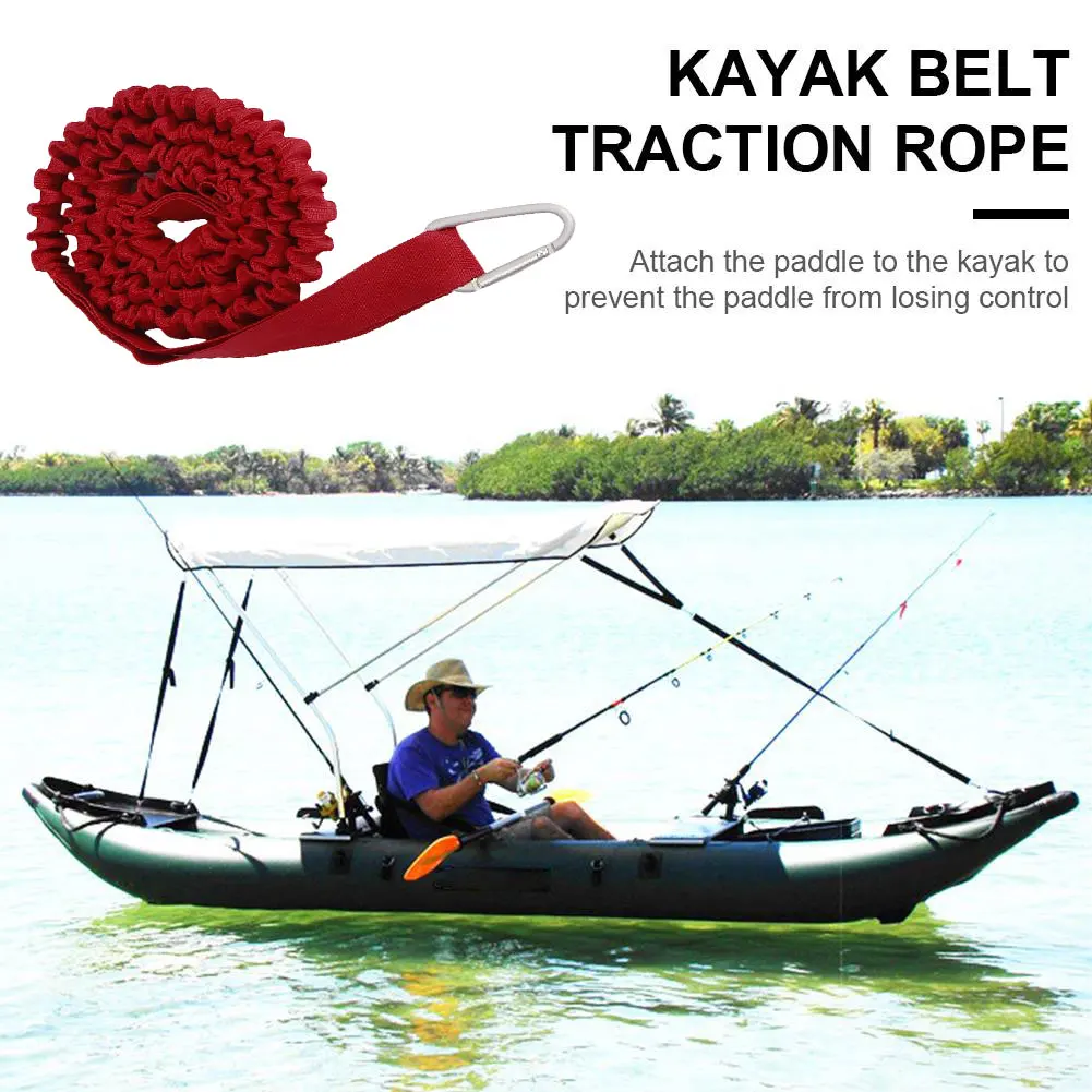 Elastic Kayak Paddle Leash Adjustable With Safety Hook Fishing Rod Pole Coiled Lanyard Cord Tie Rope Rowing Boat Accessories