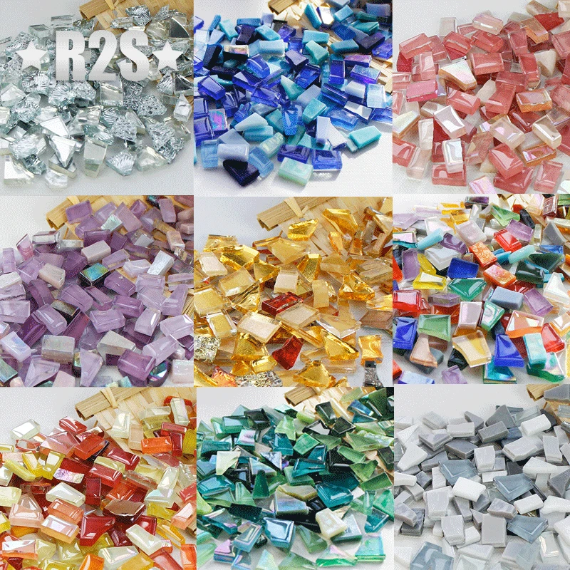 100g Clear Glass Mosaic Tiles Multi Color Mosaic Piece DIY Mosaic Making Stones for Craft Hobby Arts Home Wall Decoration arte