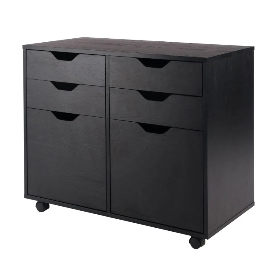 

Halifax Wide 2Door Storage Cabinet; 4Drawer; Black