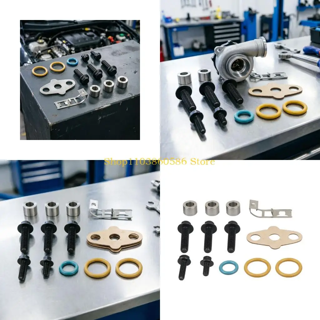 242A Turbocharger Install Hardware 904-234 Replacement, Gasket Seal Bolt Sleeve Bracket Kit for F550 Engine Repair Service Tasks