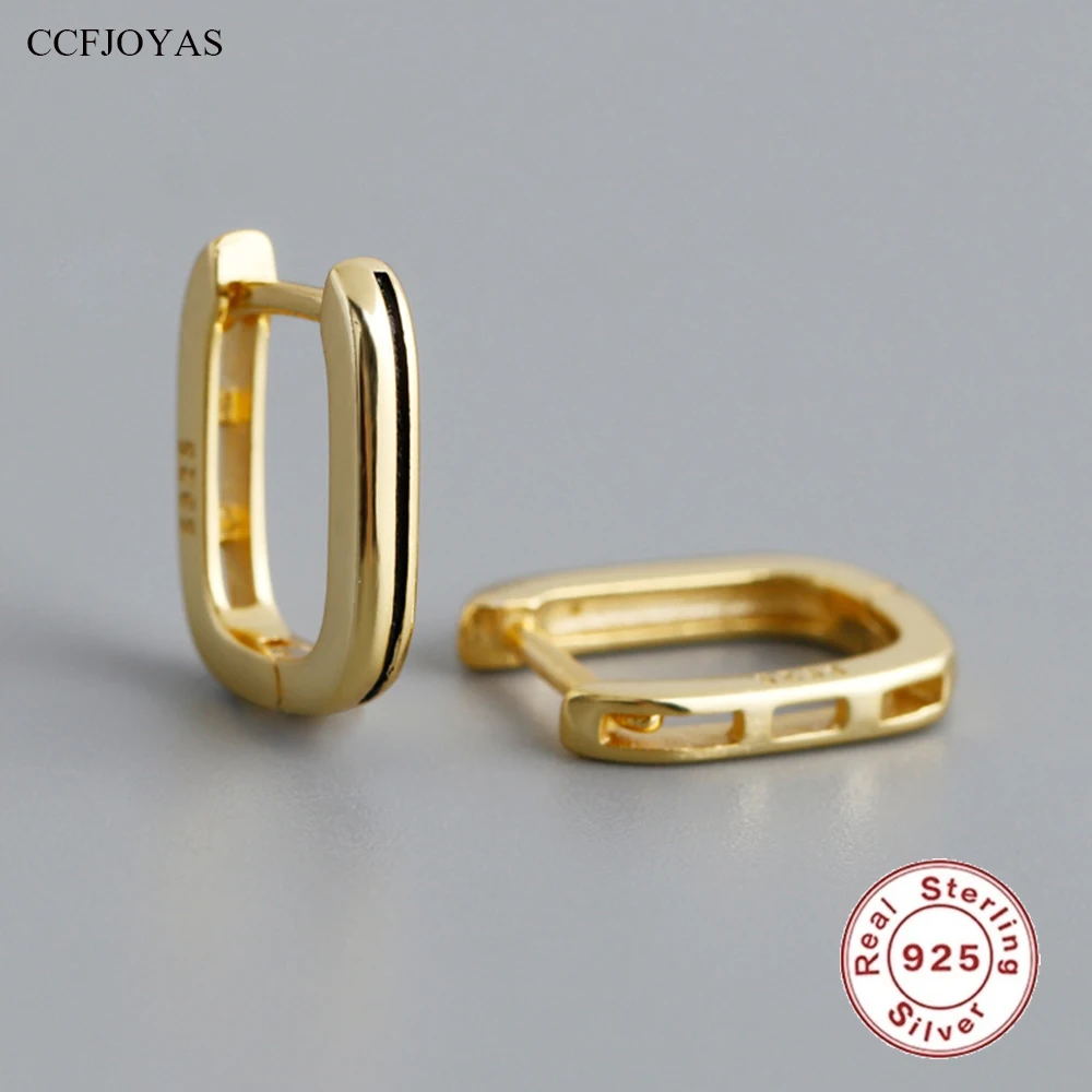 

CCFJOYAS European and American Egg-shaped 925 Sterling Silver Hoop Earrings for Unisex Punk Rock Gold Silver color Fine Jewelry