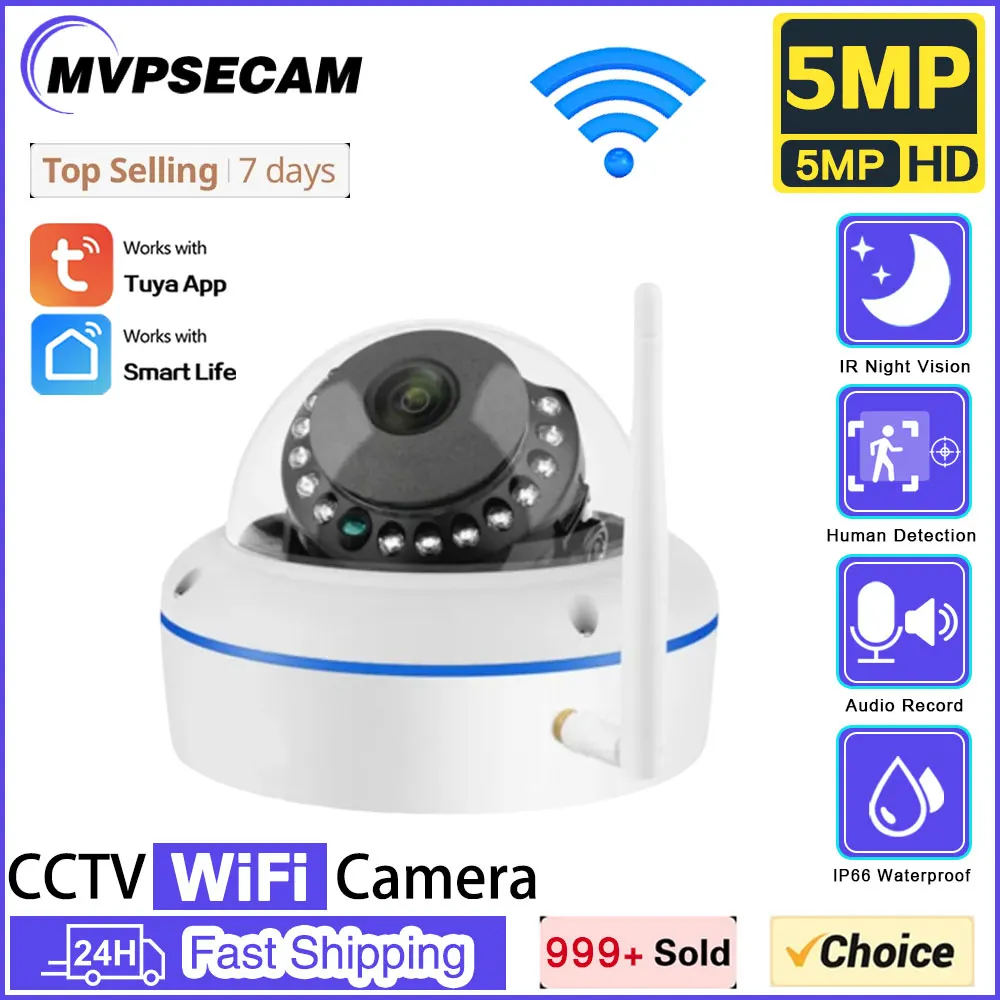 Tuya New Smart Life Home HD 5MP Waterproof IP Camera P2P WiFi Security Camera Explosion-proof Dome Surveillance Cam Metal Shell