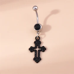 Gothic Punk Cross Belly Button Rings Sexy Piercing Body Jewelry Navel Rings for Women Girls Party Holiday Jewelry Gifts