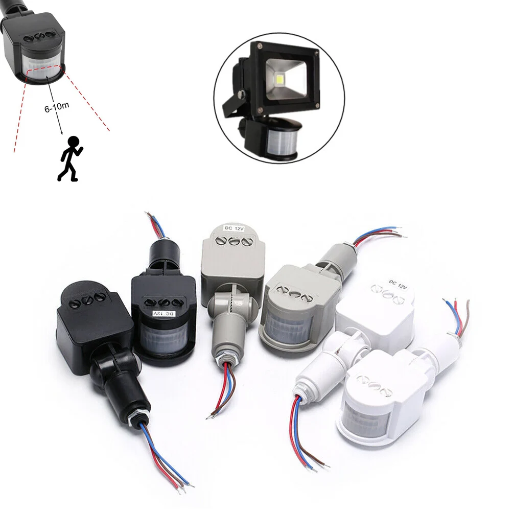 180 Degree Rotating PIR Motion Sensor DC12V AC85-265V Detector Automatic Infrared Wall Mount Timer Switch for Outdoor LED