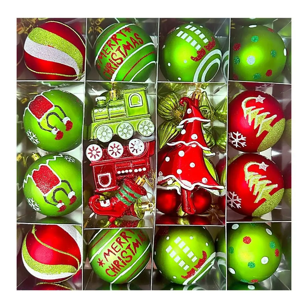 

Plastic Christmas Ball Ornaments Painted Green Painted Xmas Tree Hanging Pendant Hair Design 8cm Green Christmas Decorations