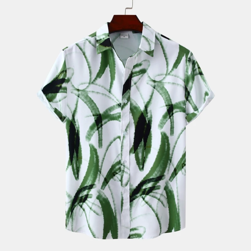 Mens Shirt Original Men\'s Shirts and Blouses Summer T-shirt Man Beach Tiki Korean Popular Clothes Hawaiian Short Sleeve Clothing