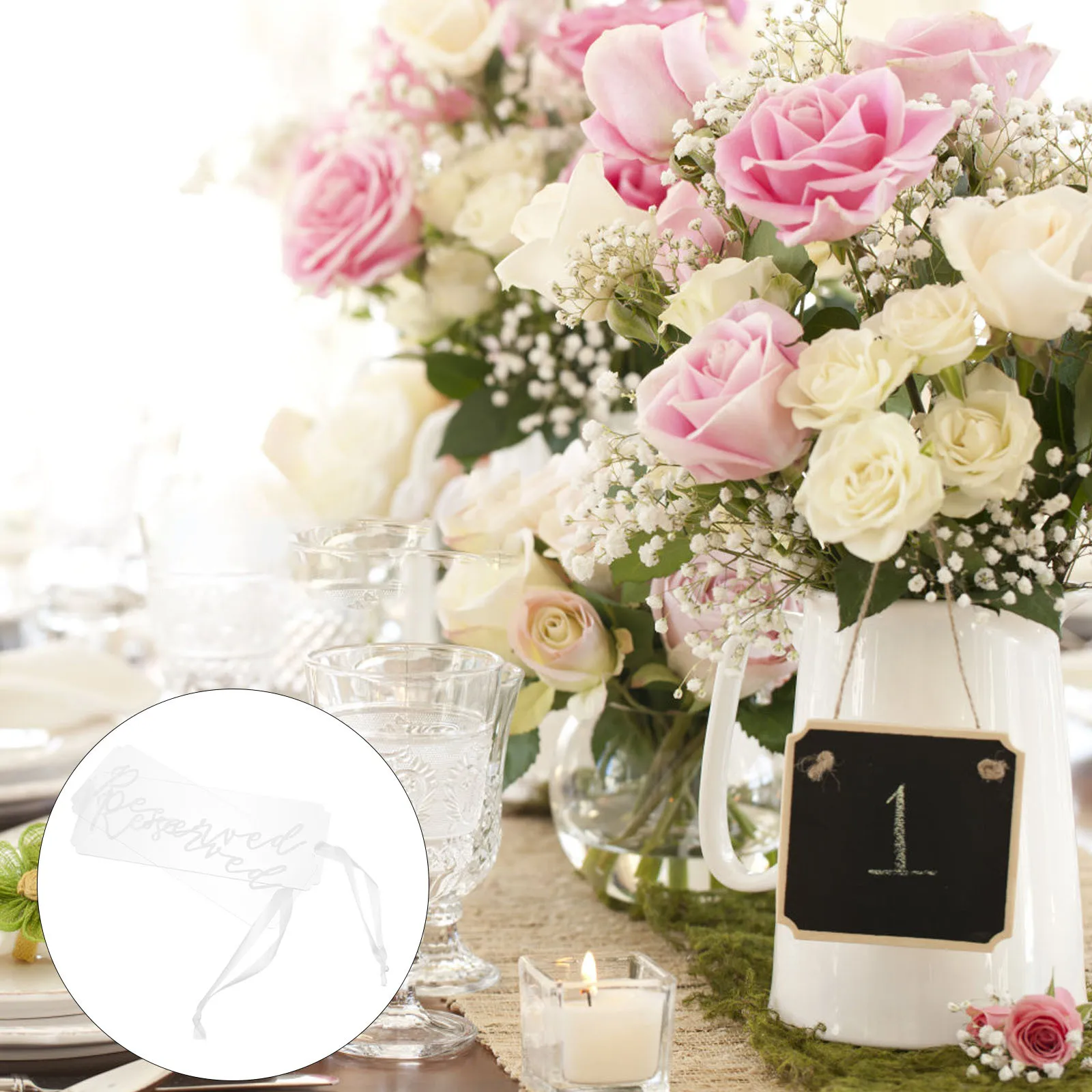 

5Pcs Transparent Acrylic Wedding Reserved Signs Hanging Chair Tags Elegant Seating Decorations Party Acrylic Tags