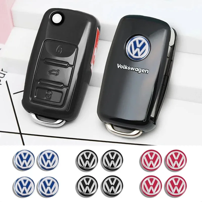 5Pcs Car Remote Key Emblem Sticker Aluminum Keys Decoration Decal For VW Jetta Golf Tiguan Passat Polo Touran CC T-ROC Touareg