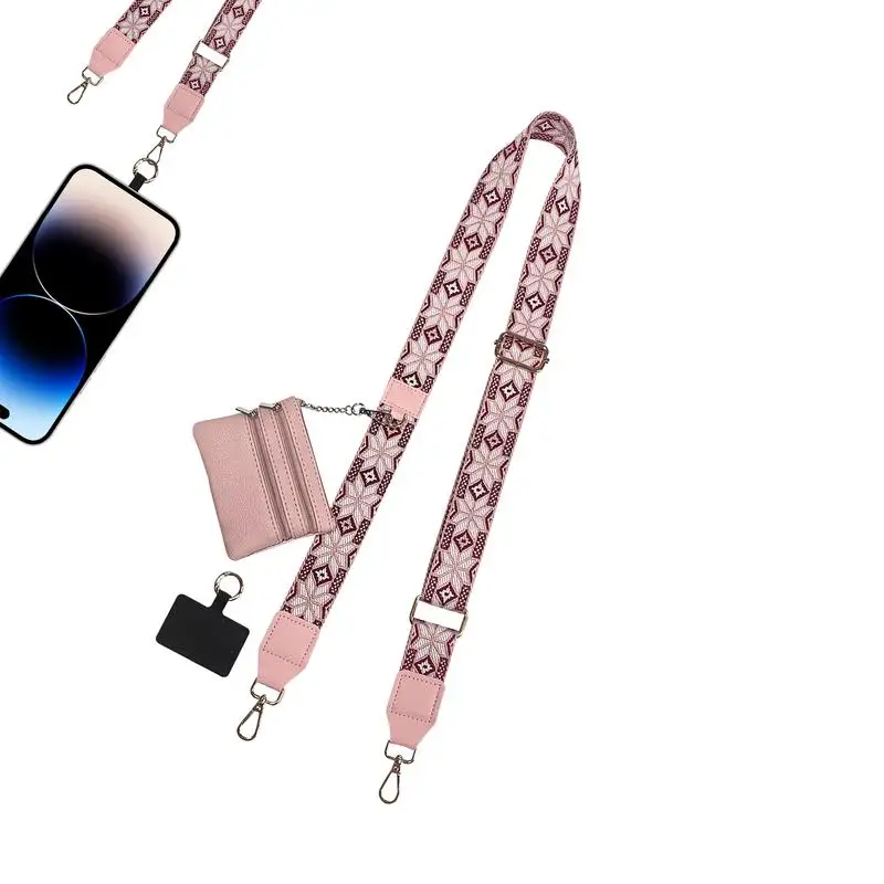 Cell Phone Lanyard Sling Adjustable Phone Strap Sling Phone String With Zipper Wallet Pocket For Walking Hiking Camping