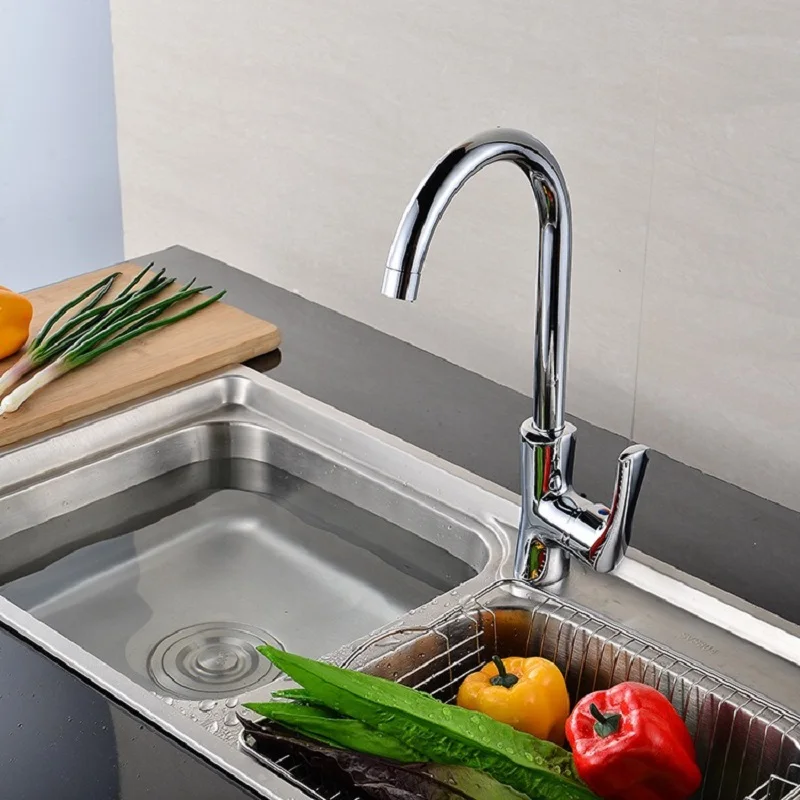 

kitchen faucet hot and cold mixer faucet deck mount rotary faucet polished metal bathroom faucet with single handle