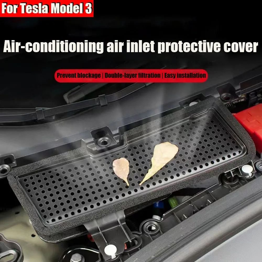 For Tesla Model 3 2021 2022 Air Filter Melt Blown Fabric Flow Vent Cover Trim Dust Prevention Intake Cover Accessorie