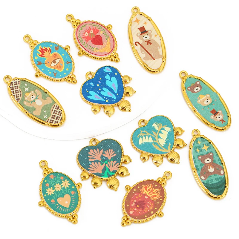 

3pcs Stainless Steel Colorful Enamel Little Bear/Love Charms Pendants for DIY Bracelets Jewelry Earrings Making Accessories