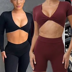 2024 Pad Fitness Women Gym Yoga Top Short Crop Yoga Shirt Sport T-shirts Workout Clothes Exercise Clothing