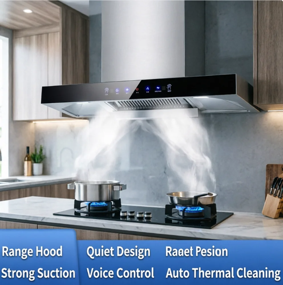 Macon Haotaitai Range Hood 220V Top Suction Kitchen Extractor Fan Strong Power for Efficient Smoke Removal LYH