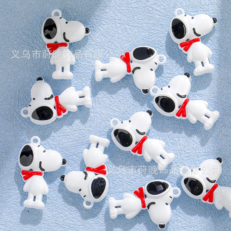 

2pcs Zinc alloy paint cute cartoon puppy pendant DIY mobile phone chain keychain bracelet accessories pendant