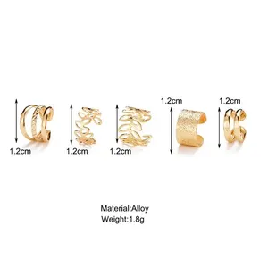 Silver Earrings for Men and Women, Creative and Creative Ear Fist, without perforations, set of trend jewelry gifts, 5 pieces 6 Main Sales Kit Earring - №2