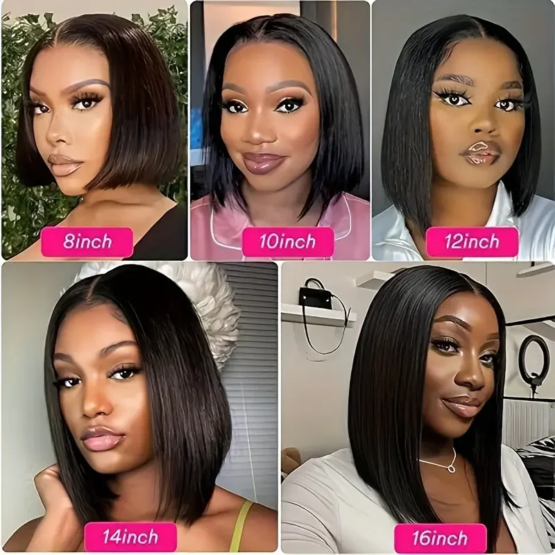 Short Straight Bob Wig Brazilian Human Hair Bob Wig for Women13x4 Transparent Lace Front Human Hair Wigs Pre Plucked