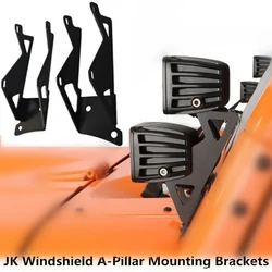 2 PCS Windshield A-pillars Mounting Brackets LED Light Bar Holder Mounting Brackets Kit For 07-15 Jeep JK Wrangler