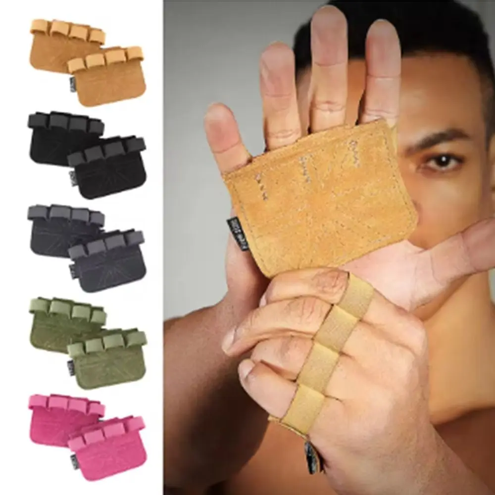 

1Pair Leather Weight Lifting Training Gloves Palm Protection Breathable Gym Gloves Grips Wear-resistant Four-finger