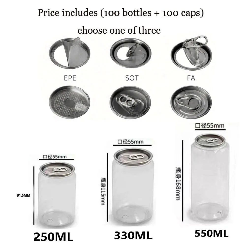 100 pcs/lots 250/330/500/ML Airtight Food Storage Container Clear Kitchen Pantry Organization And Storage Canisters Bottles