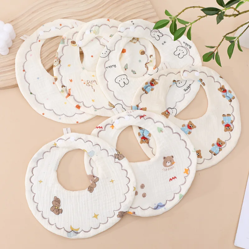 

Детское полотенце-слюнявчик, поворотный слюнявчик, Детский круглый хлопковый впитывающий слюнявчик-Слюнявчик