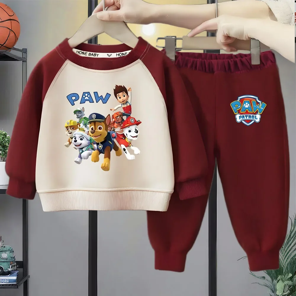 PAW Patrol Boys O Neck Spliced Long Sleeve Hoodies Sets Kids Casual Sweatshirts Sweatpants Two Piece Set Spring Autumn Outfits