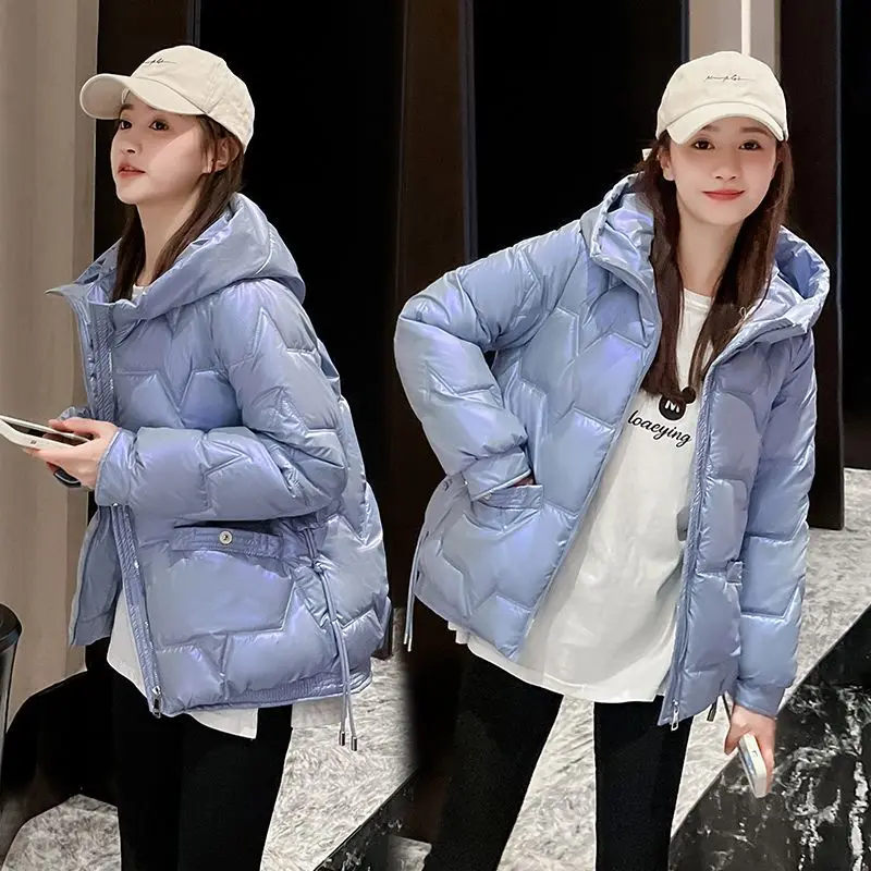 

Women Jacket New Autumn Winter Parkas Female Glossy Down Cotton Jackets Hooded Casual Warm Parka Coat Female Outwear Overcoat