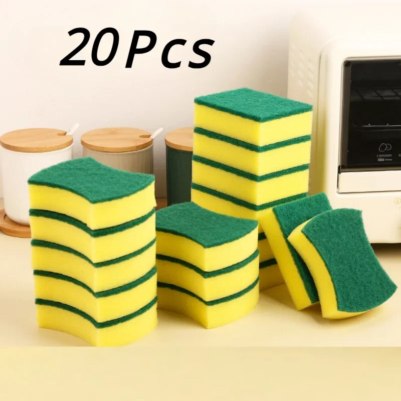 20pcs Dishwashing Sponge Kitchen Nano Emery Magic Clean Rub Pot Rust Focal Stains Sponge Removing Kit Cleaning Brush Sponges