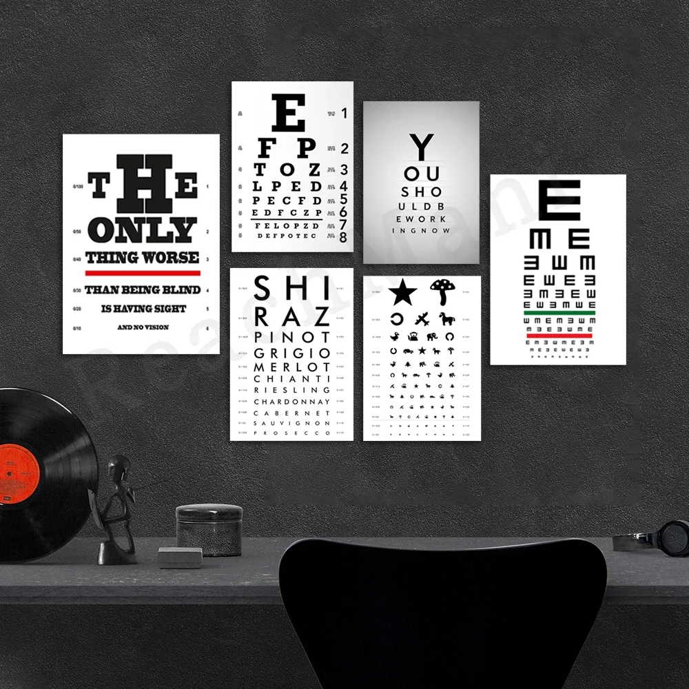 Eye chart poster, eye test eye chart, wine type sign eye chart wall art, funny optometrist poster gift